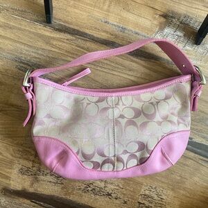 Coach Pink and Cream Hobo Shoulder Bag Rare
